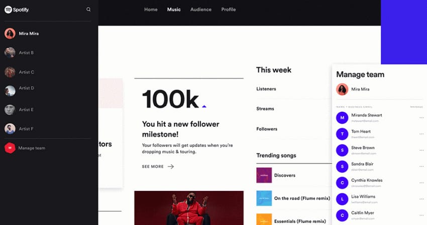 información para spotify